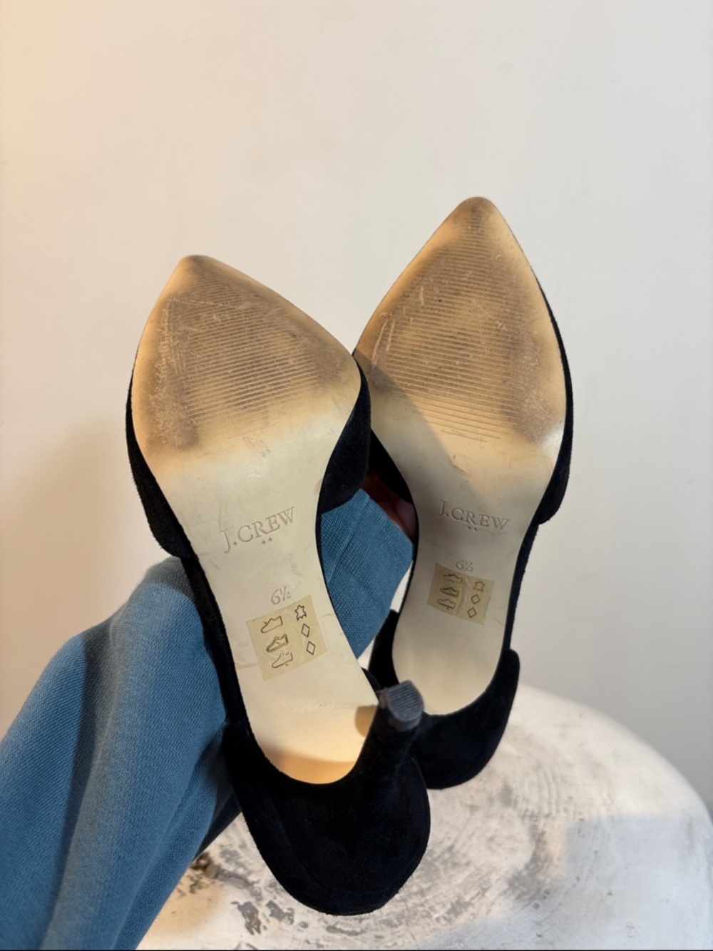 J. Crew Lana Classic Black Suede Pointed Toe Pumps 3.5” High Heel Classy Sexy - Picture 8 of 8